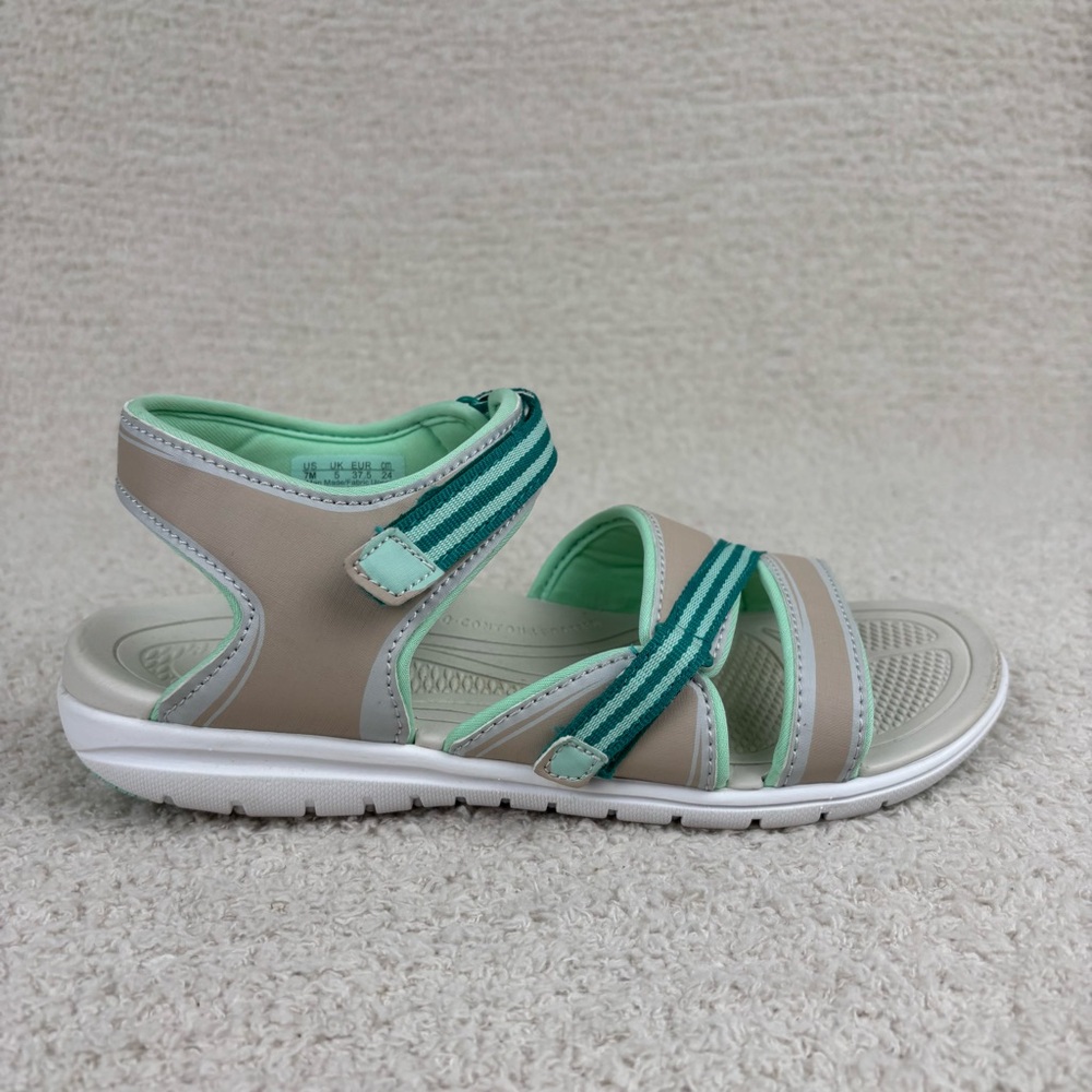 Ryka Sandals Womens 7M Tan Mint Sports Breeze Adjustable Strappy Open Toe Shoe